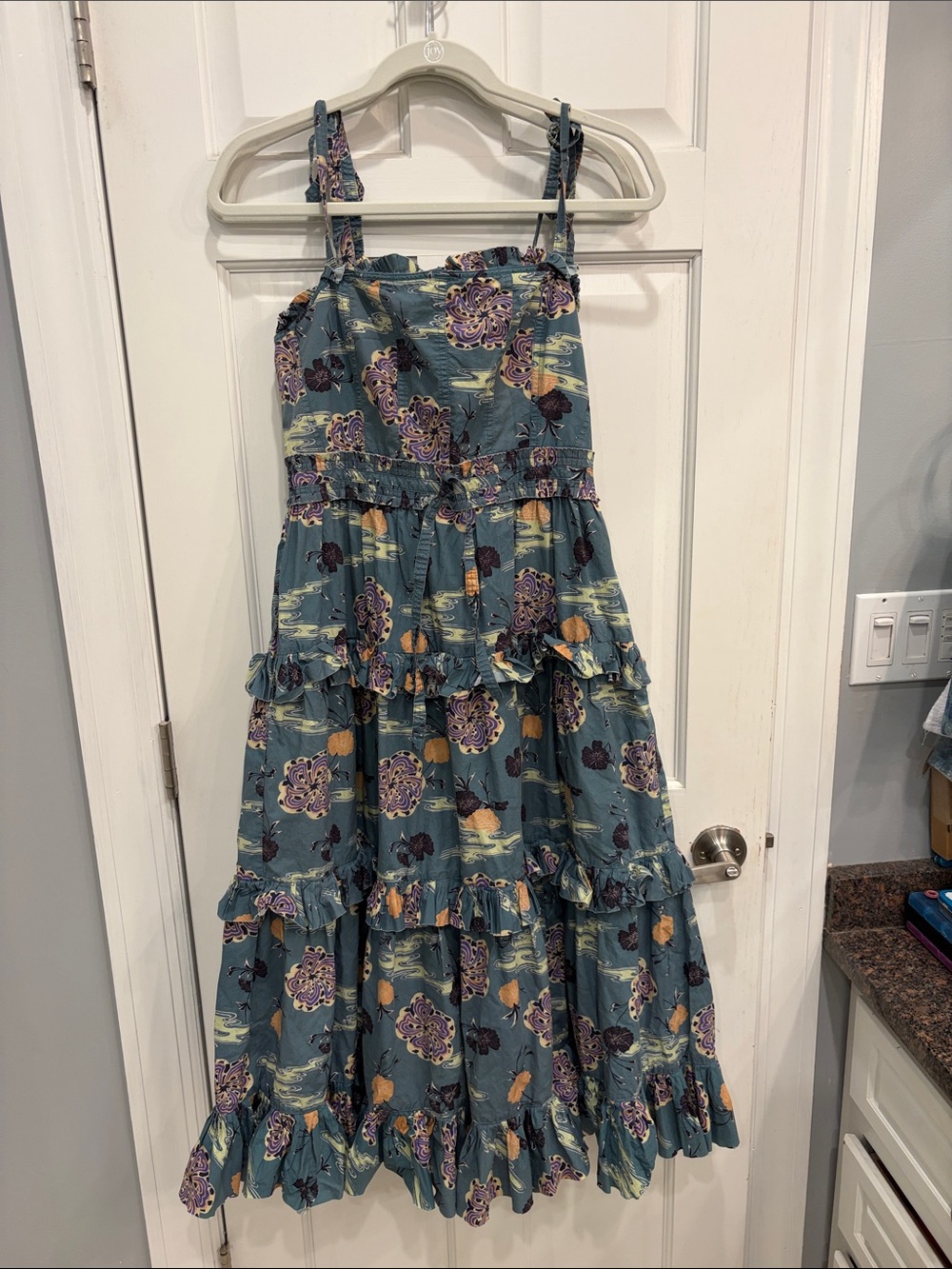 Ulla Johnson Blue Floral Tiered Sundress